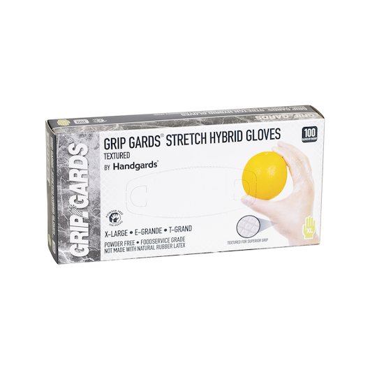 Grip Gards Clear Extra Large Stretch Hybrid Gloves, 100 Count -- 10 Per Case