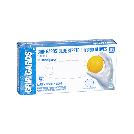 Grip Gards Blue Large Stretch Hybrid Gloves, 100 Count -- 10 Per Case