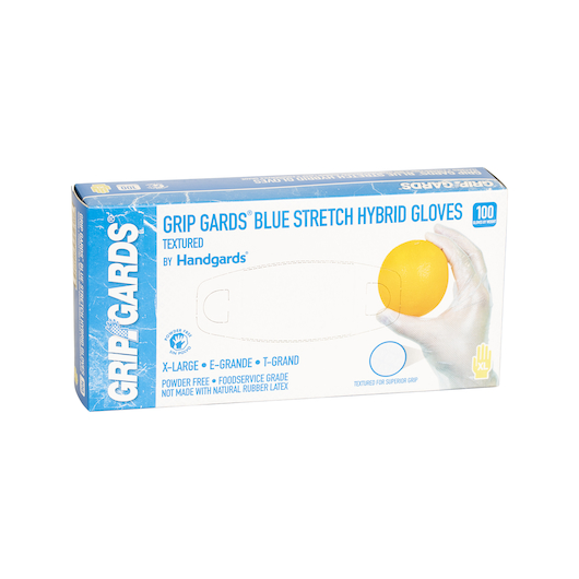 Grip Gards Blue Extra Large Stretch Hybrid Gloves, 100 Count -- 10 Per Case