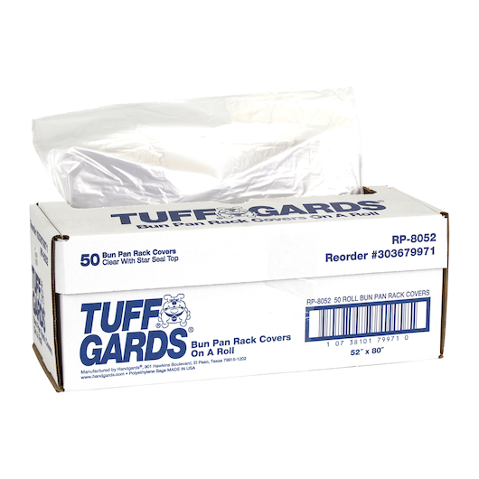 Tuffgards High Density Polyethylene Clear Roll Pack 52 X 80 Inch Bun Rack Cover, 50 Count