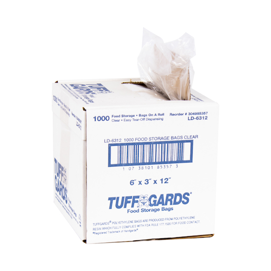 Tuffgards Low Density Storage Bags, 6 Inch X 3 Inch X 12 Inch -- 1000 Per Case