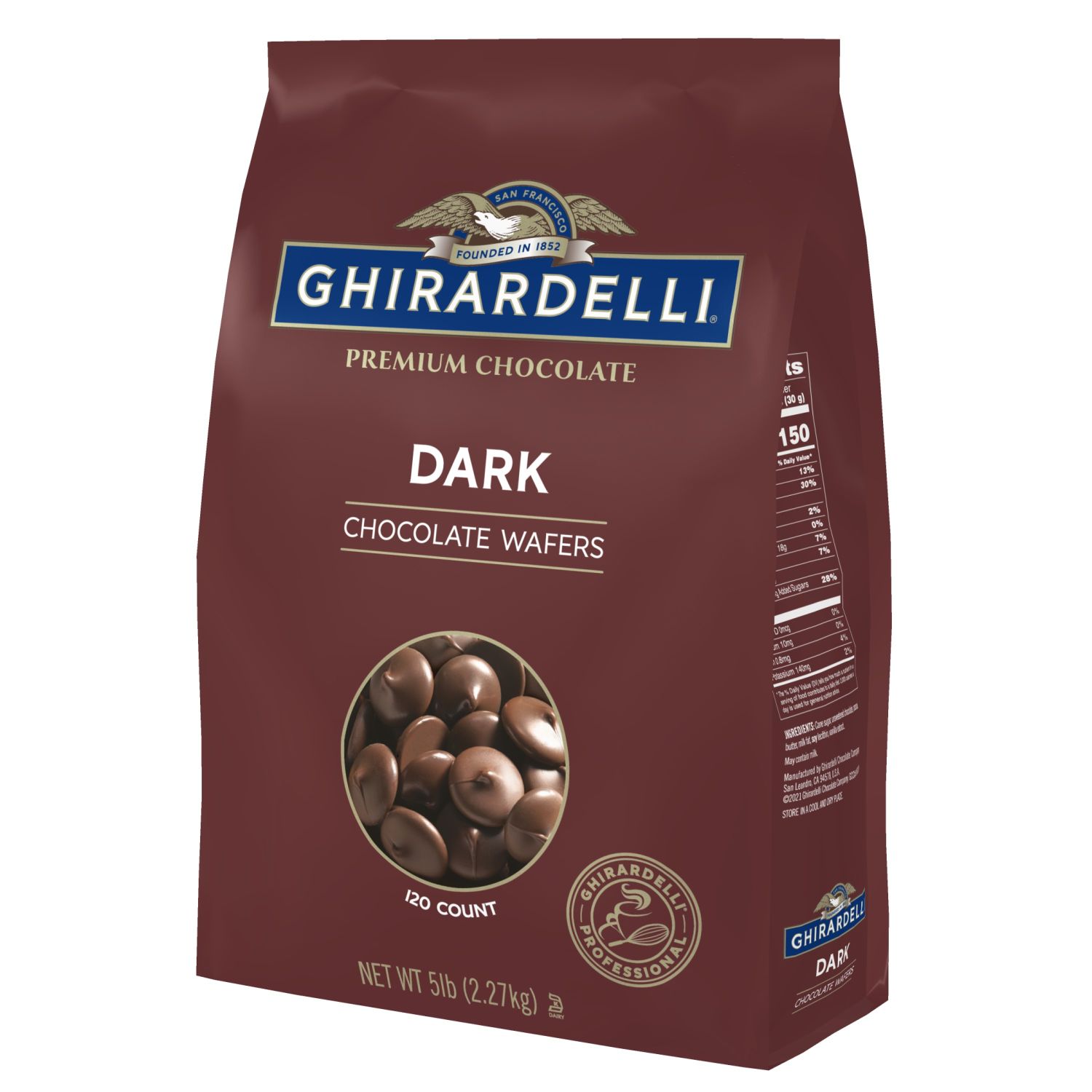 Ghirardelli Queen Dark Chocolate Wafers, 80 Ounce -- 2 Per Case