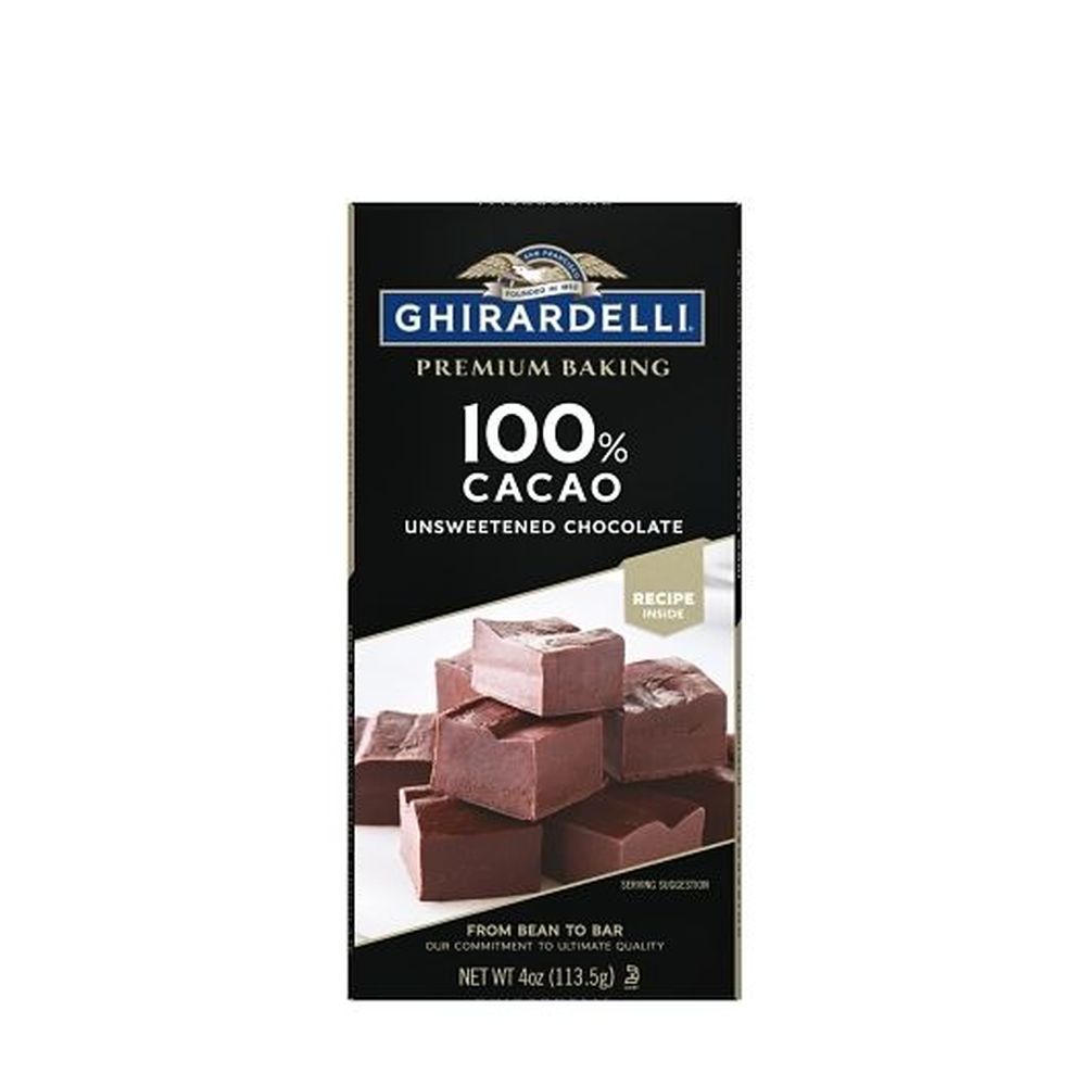 Ghirardelli 100 Percent Chocolate Baking Bar, 4 Ounce -- 12 Per Case