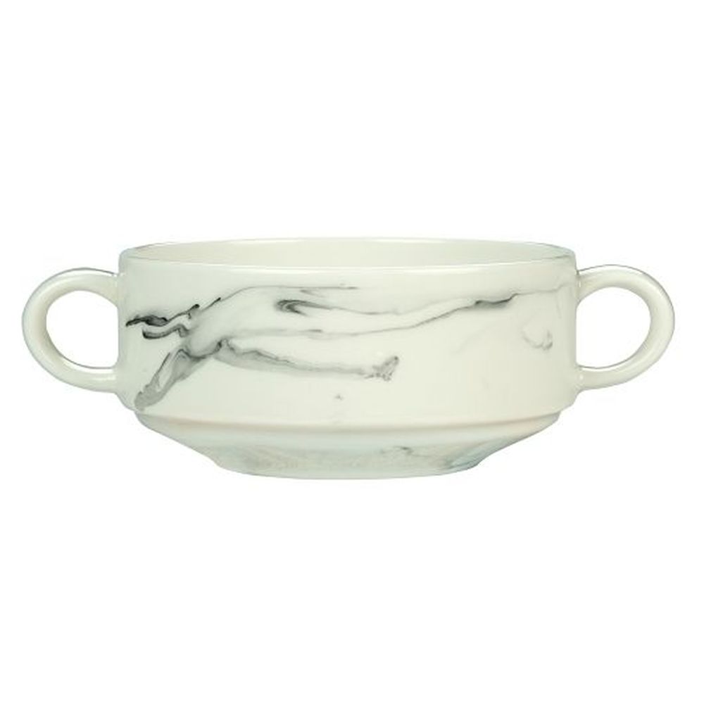 Reserve By Libbey Storytellers Porcelain 5 Inch Smoke Cream Soup Bowl With Large Handle, 11.4 Ounce Capacity -- 36 Per Case