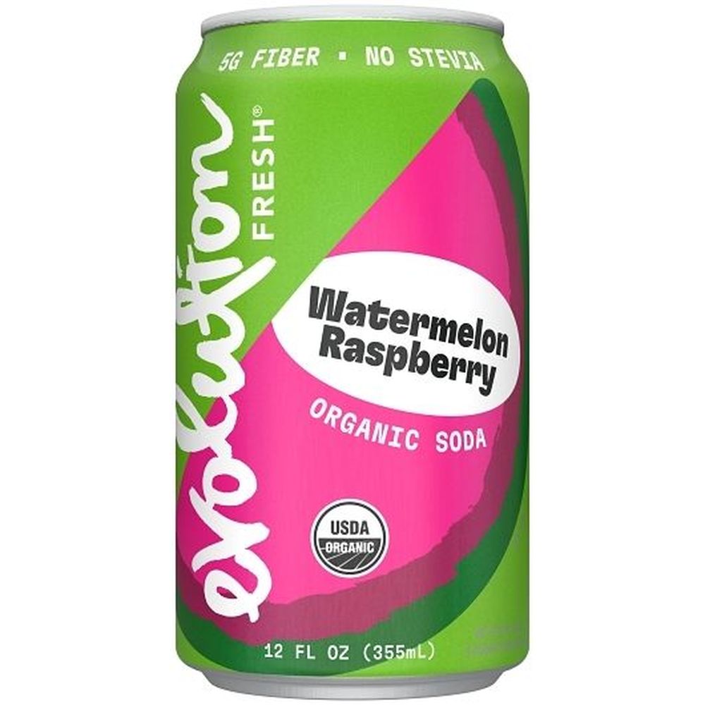 Evolution Soda Watermelon Raspberry Evolution Fresh Organic Watermelon and Raspberry Real Fruit Soda, 12 ...