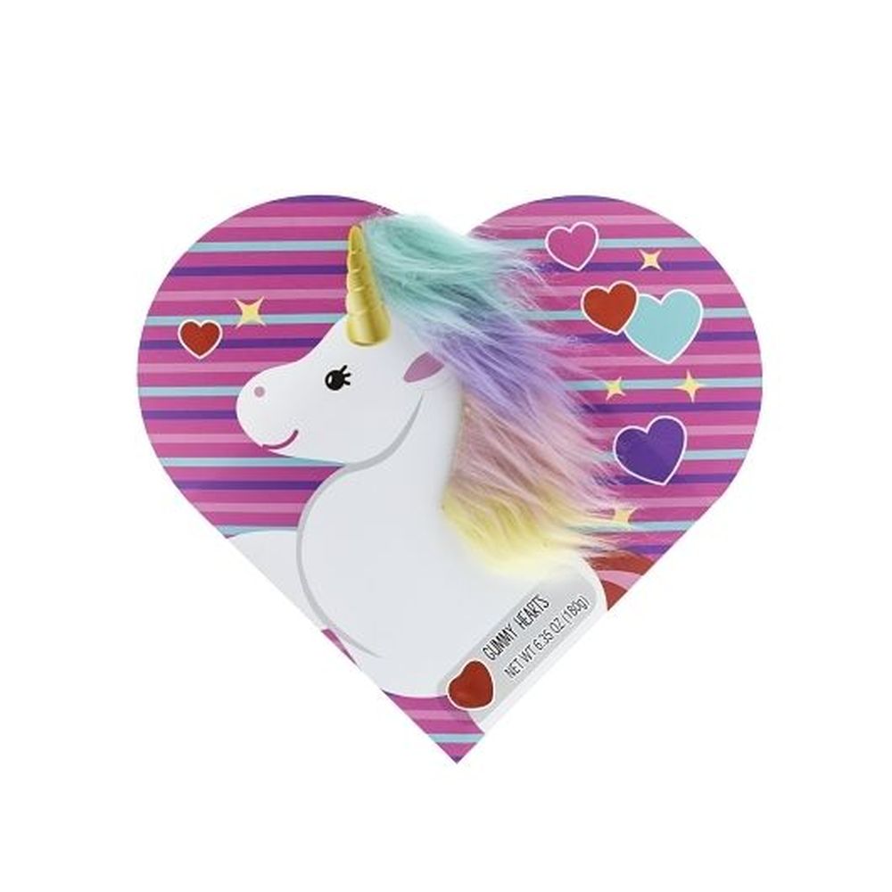 Galerie Gummy Hearts Candy - Unicorn With Fur Faux Heart Box, 6.35 Ounce -- 6 Per Case