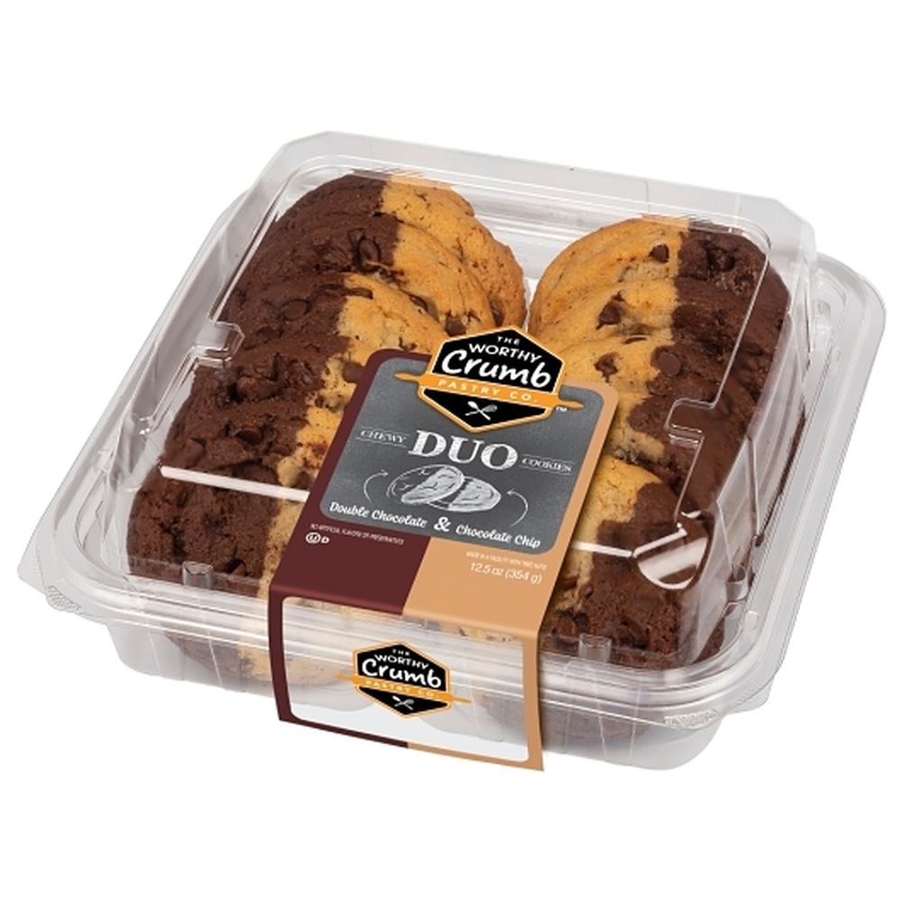 The Worthy Crumb Double Chocolate And Chocolate Chip Duo Cookies, 12.5 Ounce -- 15 Per Case