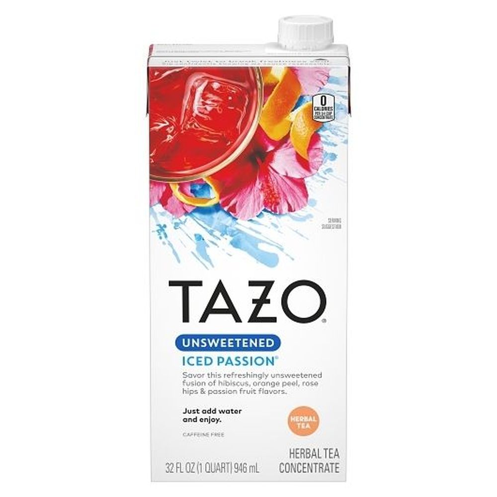 Tazo Passion Unsweetened Iced Herbal Tea Concentrate, 32 Ounce -- 6 Per Case