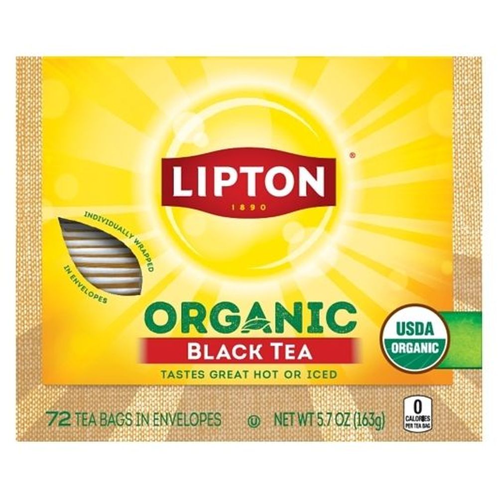Lipton Organic Black Tea, 72 Tea Bags -- 5 Per Case