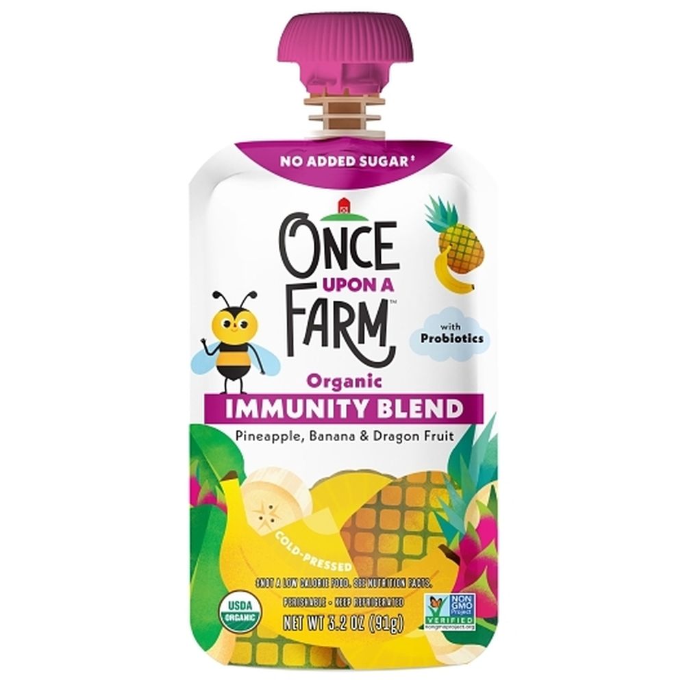 Once Upon A Farm Kids Pineapple Banana Dragonfruit Immunity Blend, 3.2 Ounce -- 8 Per Case