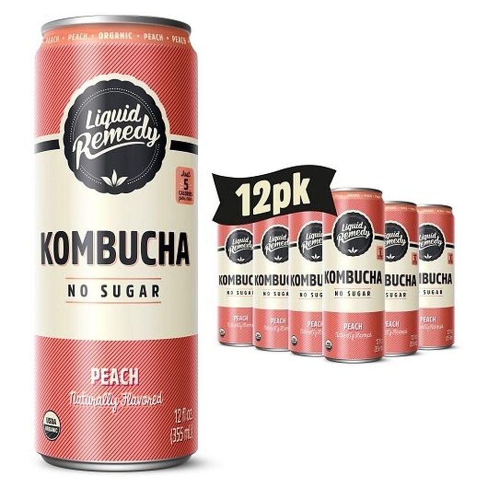 Liquid Remedy Peach Kombucha, 12 Fluid Ounce -- 12 Per Case
