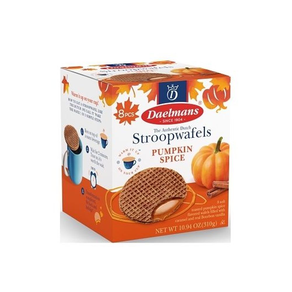 Daelmans Pumpkin Spice Jumbo Stroopwafels, 10.94 Ounce Box -- 8 Per Case