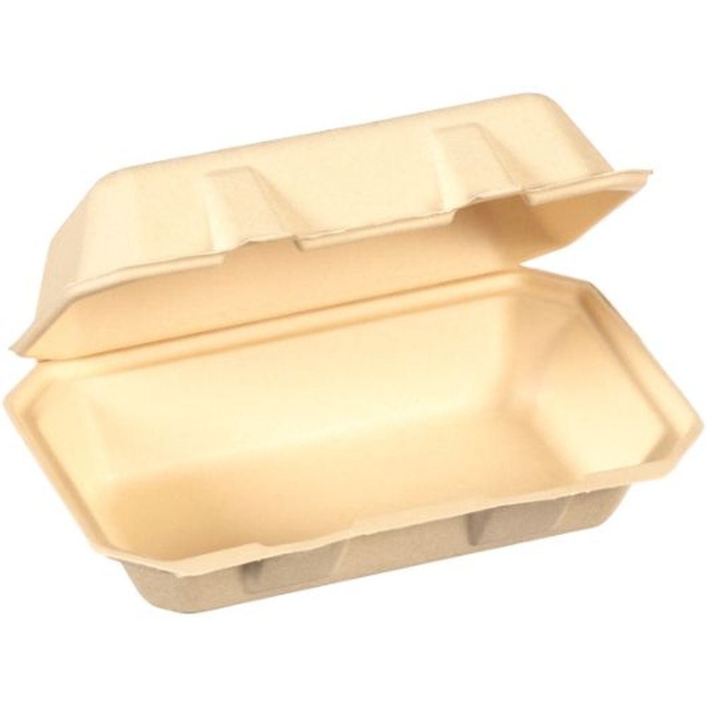 Tellus No Pfas Added Bagasse Hoagie Clamshell Container, 9 X 6 Inch, 50 Count -- 4 Per Case