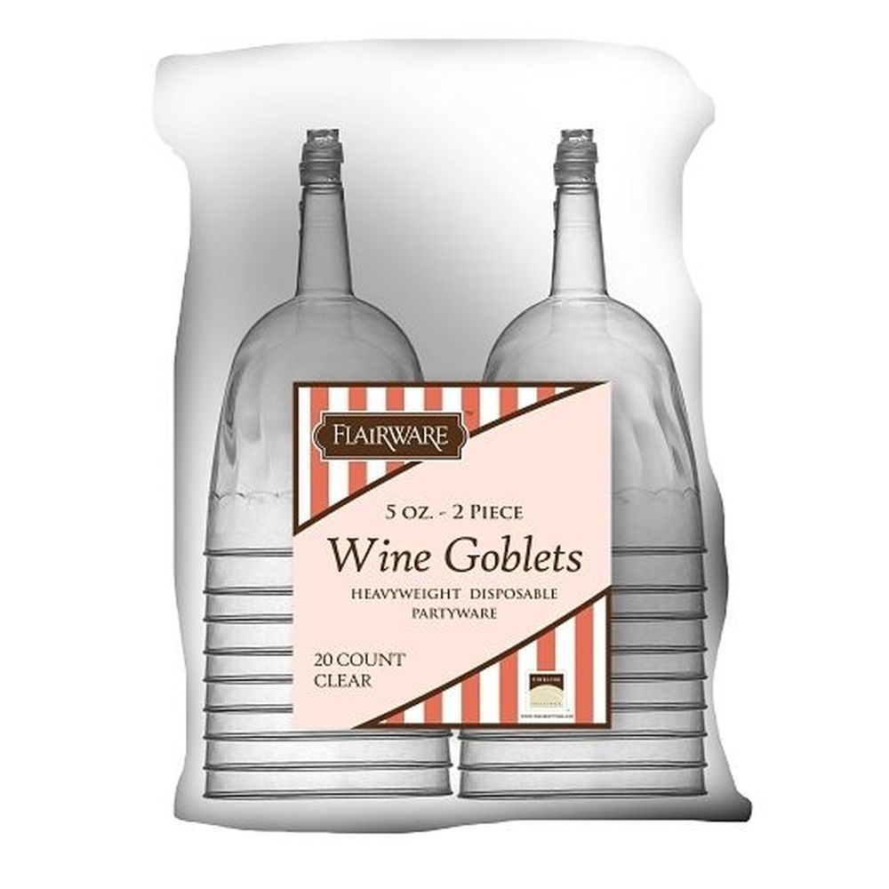 Flairware Polystyrene 2 Piece 5 Ounce Round Clear Wine Goblet