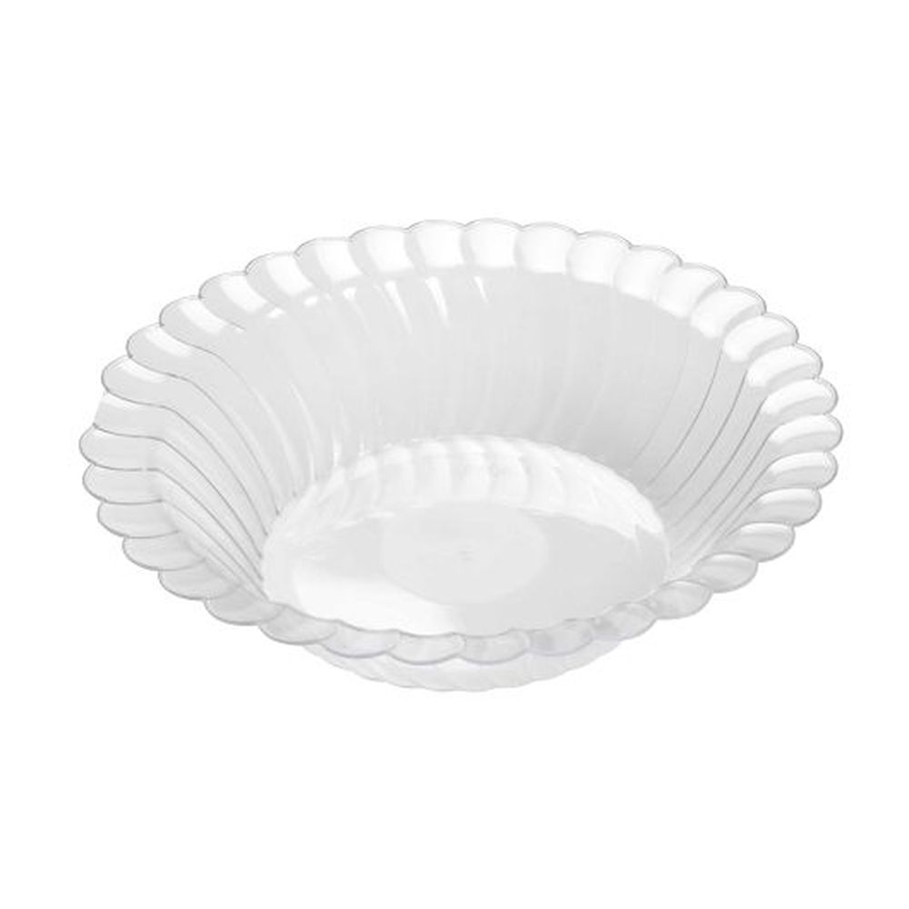 Flairware Polystyrene 10 Ounce Clear Scalloped Soup Bowl