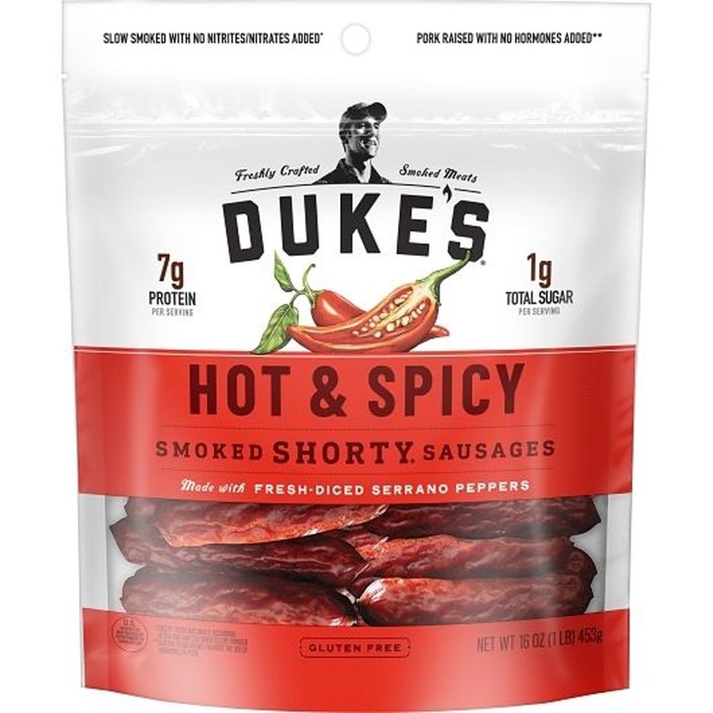 Duke's Hot And Spicy Smoked Shorty Sausages, 16 Ounce -- 6 Per Case