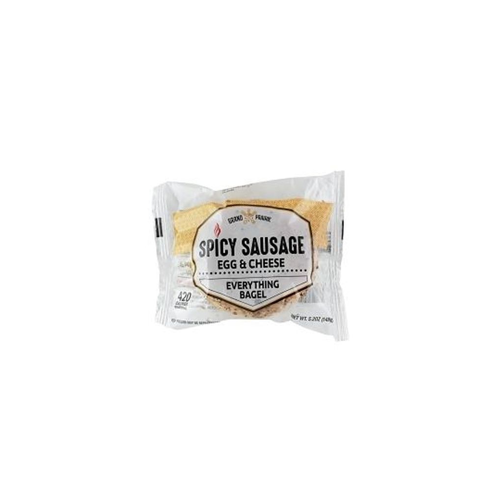 Grand Prairie Foods Spicy Sausage Egg And Cheese On Everything Bagel, 5.25 Ounce -- 24 Per Case