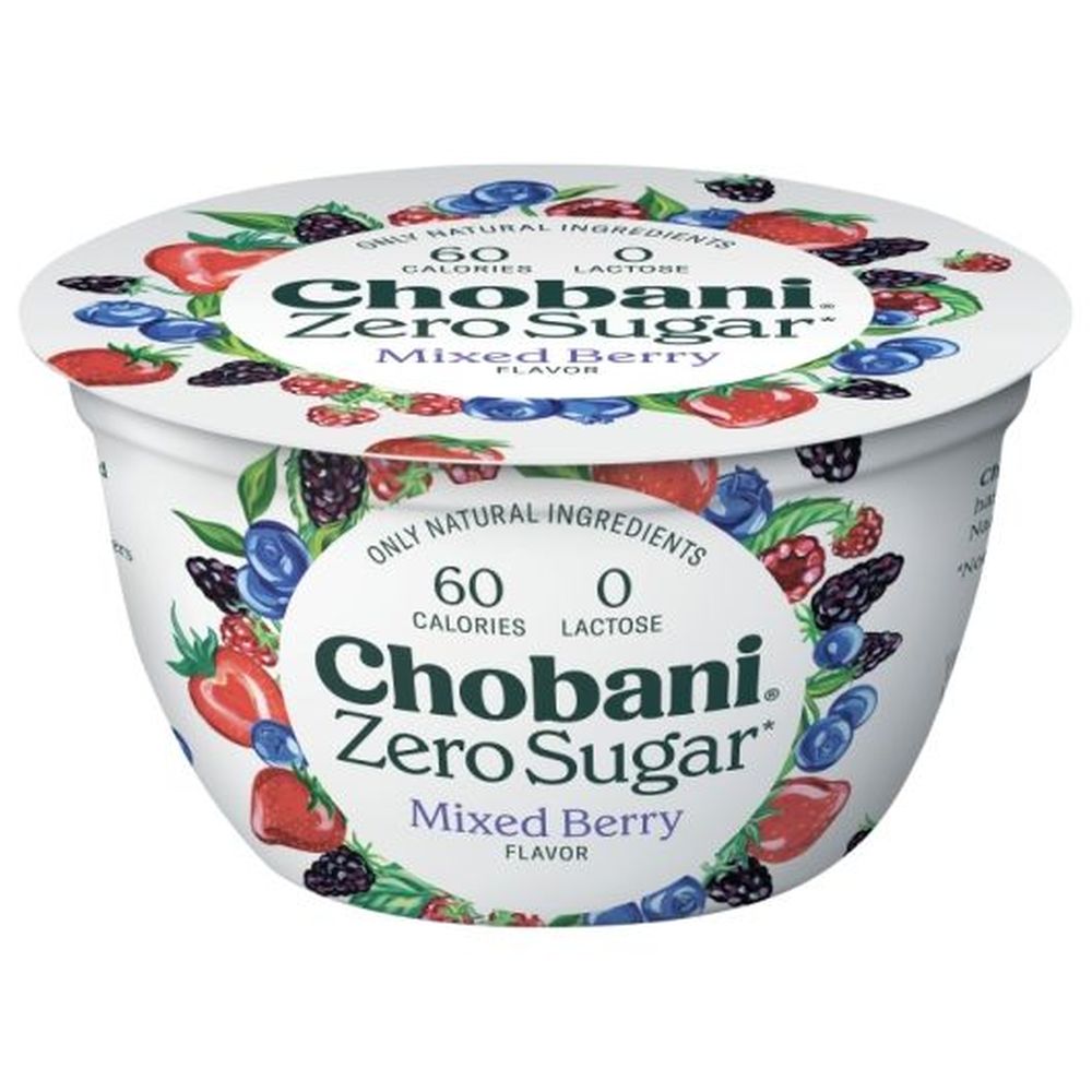 Chobani Zero Sugar Mixed Berry Yogurt, 5.3 Ounce -- 12 Per Case