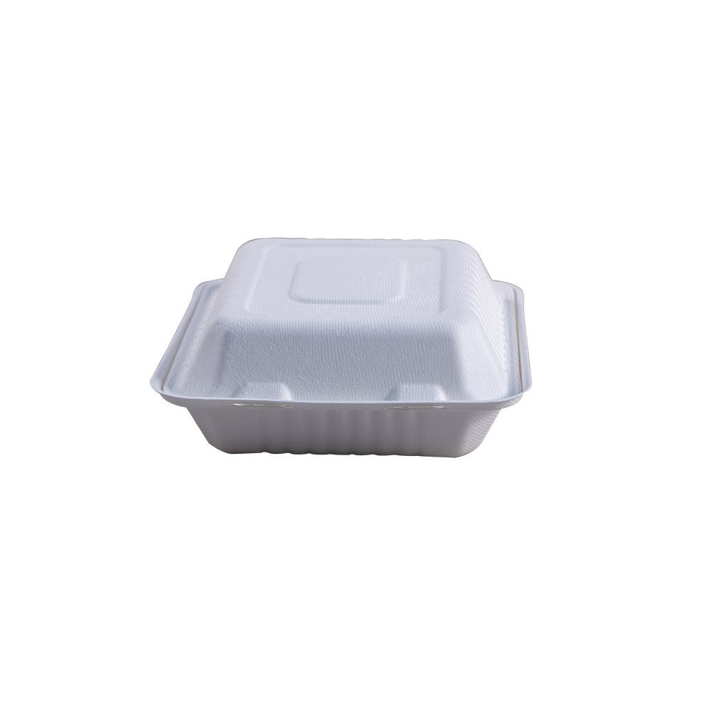 3 Compartment Natural Deep Molded Fiber Hinged Container