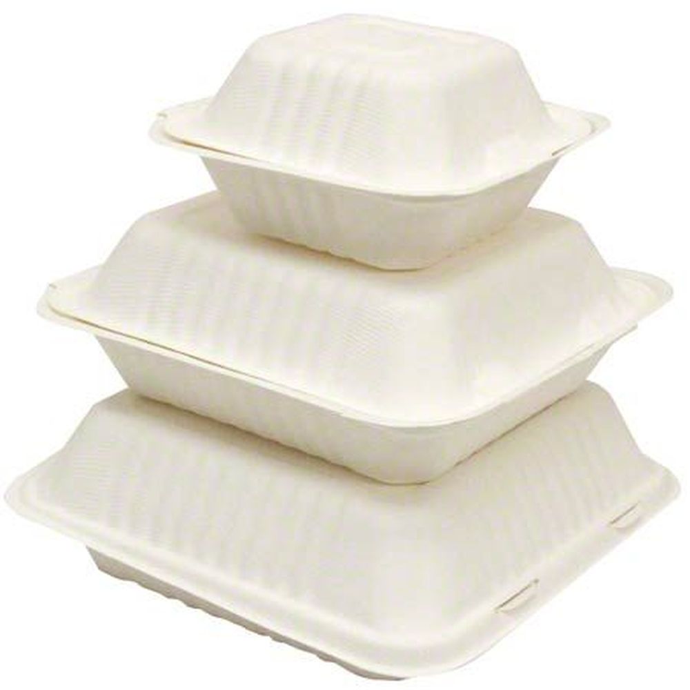 1 Compartment Natural Deep Molded Fiber Hinged Container