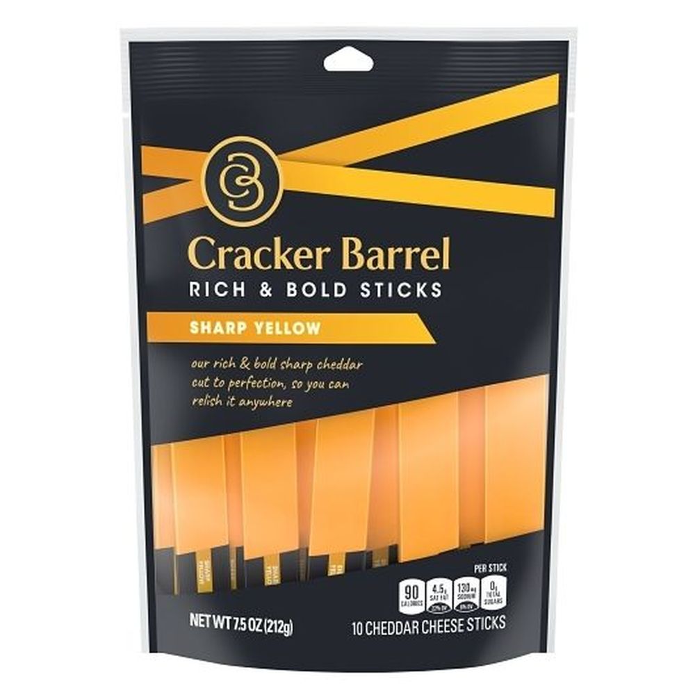 Cracker Barrel Sharp Yellow Cheddar Cheese Sticks, 7.5 Ounce -- 12 Per Case