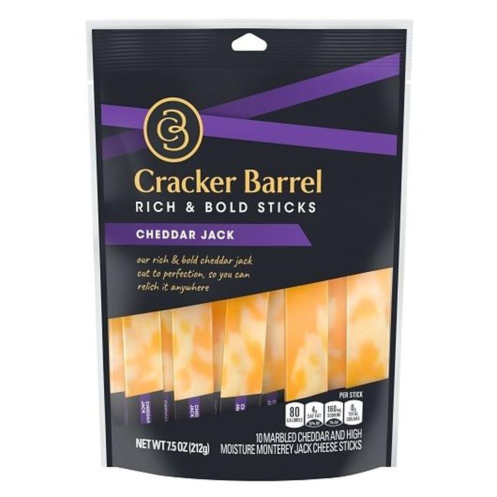 Cracker Barrel Marbled Cheddar And Monterey Jack Cheese Sticks, 7.5 Ounce -- 12 Per Case