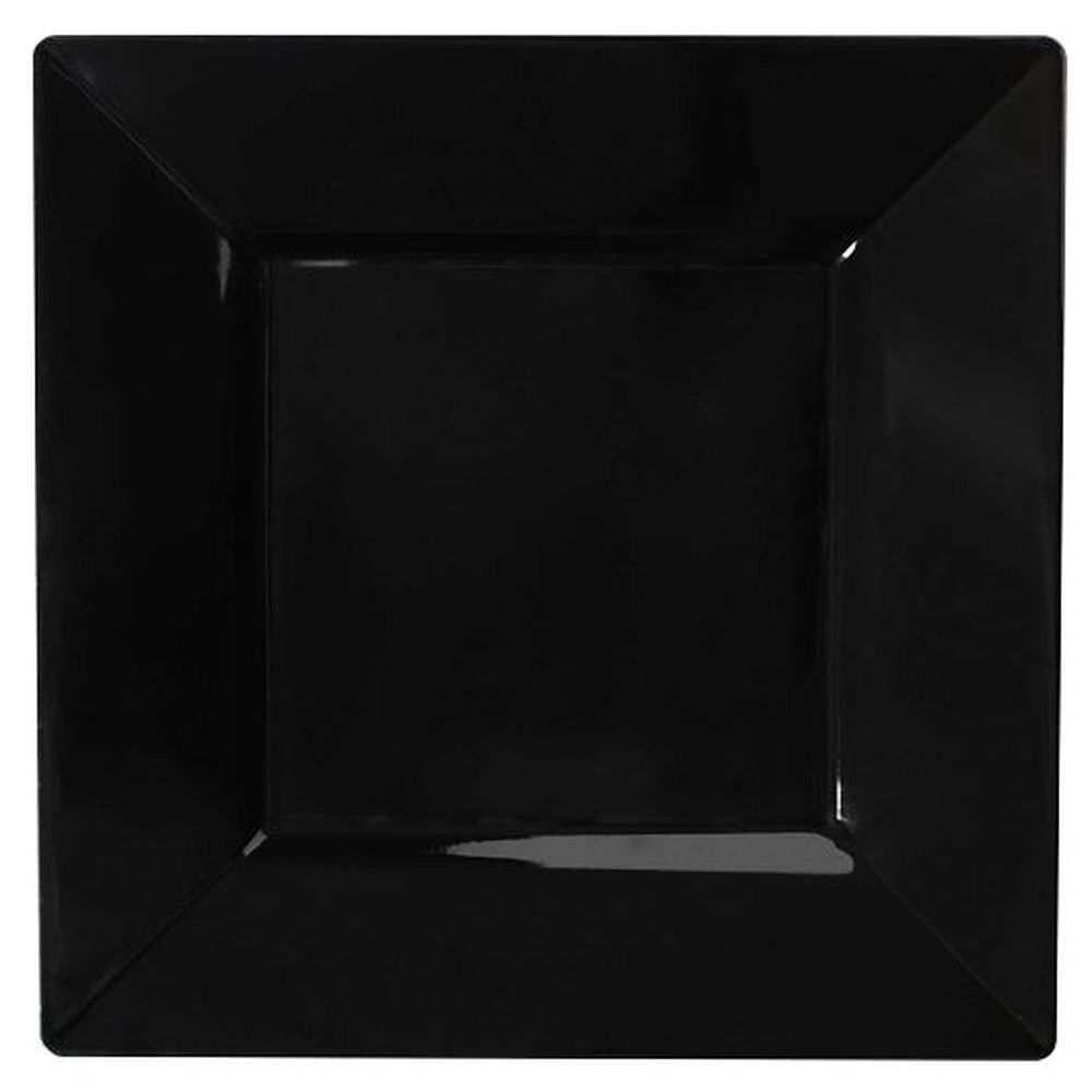 Fineline Settings Solid Squares Polystyrene 10.75 Inch Black Square Dinner Plate, 120 Count