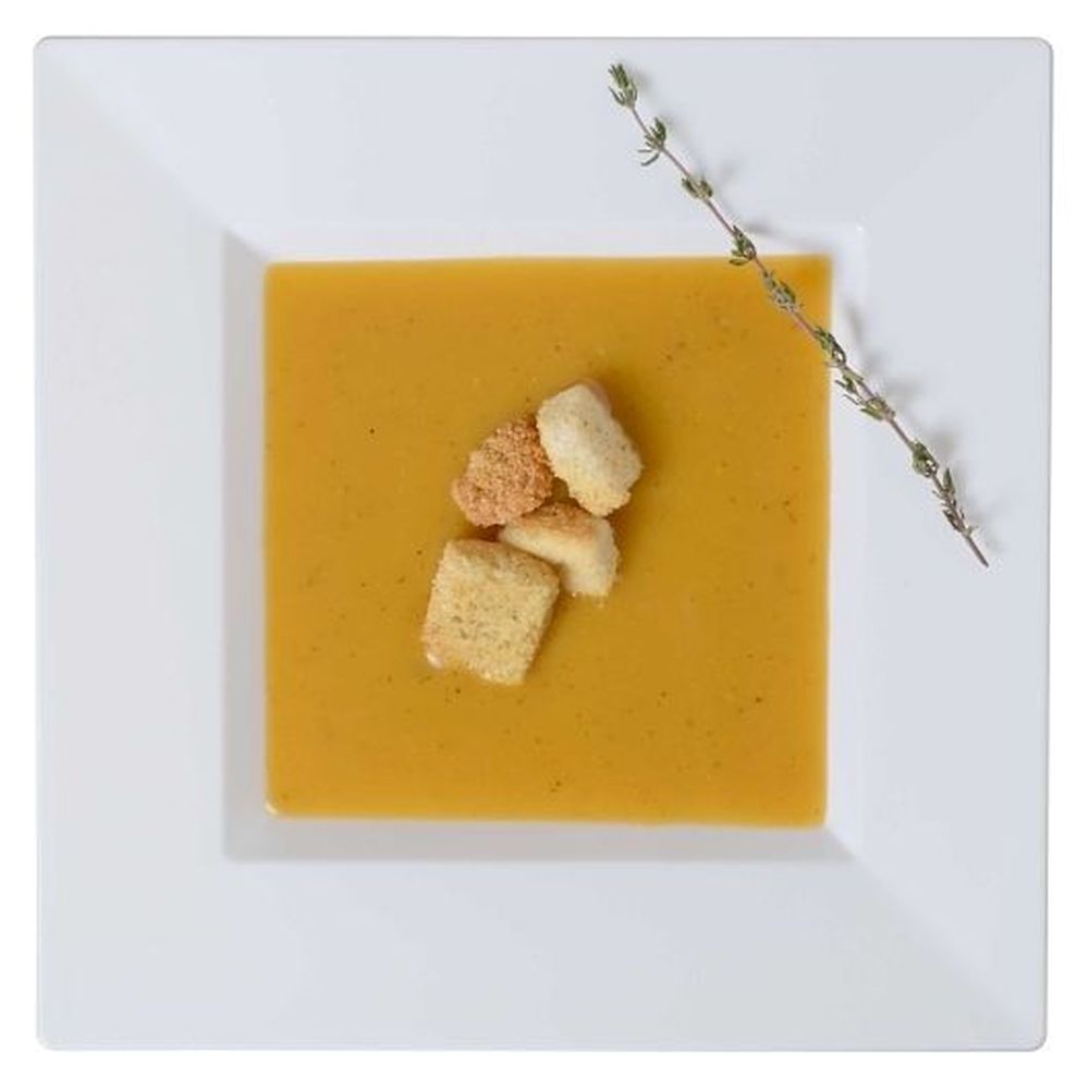 Solid Squares 12 Ounce Polystyrene White Square Soup and Dessert Bowl
