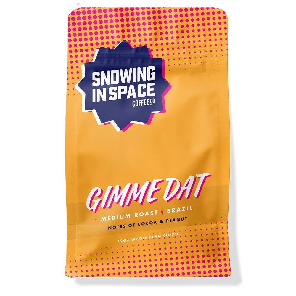 Snowing In Space Gimme Dat Medium Roast Brazil Whole Bean Packaged Coffee, 12 Ounce -- 6 Per Case
