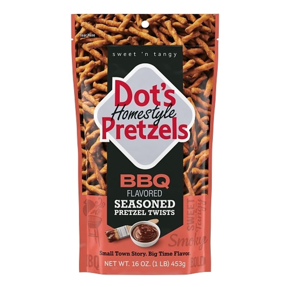 Dot's Homestyle Pretzels Palitos De Pretzel Sazonados Sabor Bbq, Bolsa De 16 Onzas -- 10 Por Caja