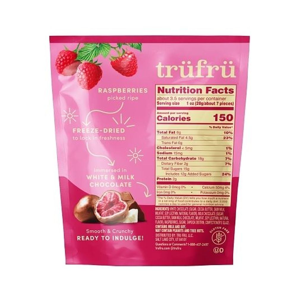 Tru Fru Freeze Dried Raspberries in Milk and White Chocolate, 3.4 Ounce ...