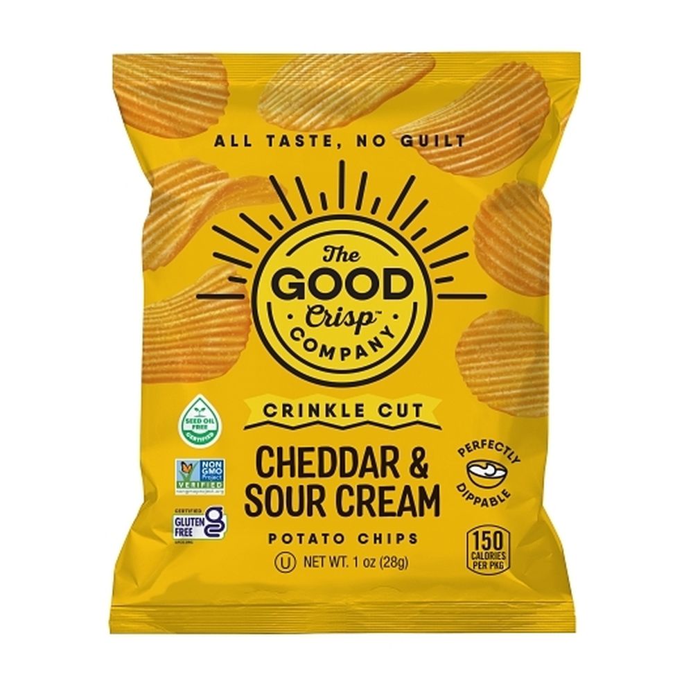 The Good Crisp Company Cheddar And Sour Cream Crinkle Cut Potato Chips, 1 Ounce