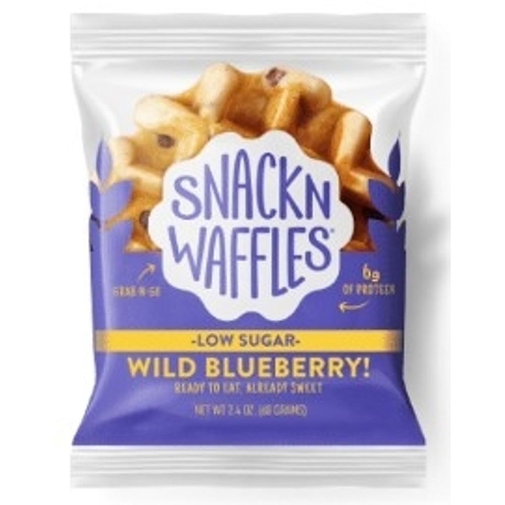 Snack N Waffles Reduced Sugar Blueberry Waffles, 2.4 Ounce -- 96 Per Case
