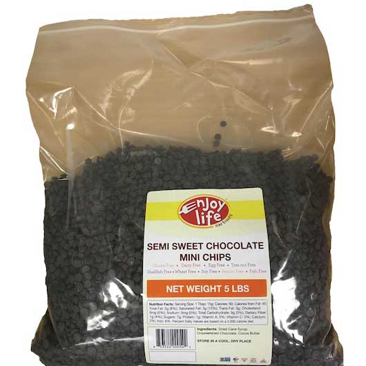 Enjoy Life Semi Sweet Baking Chocolate Mini Chips, Bulk, 5 Pound -- 4 Per Case