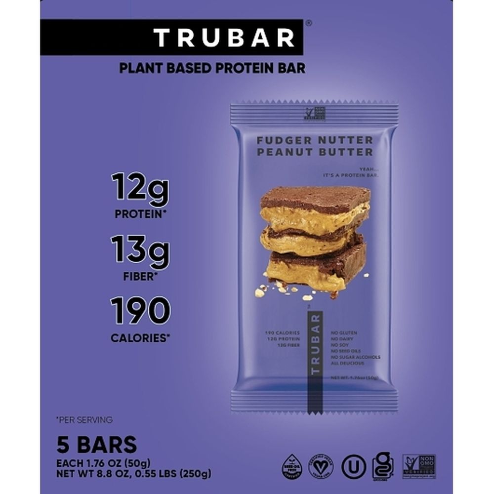 Trubar Smother Fudger Peanut Butter Protein Bar, 5 Count -- 6 Per Case