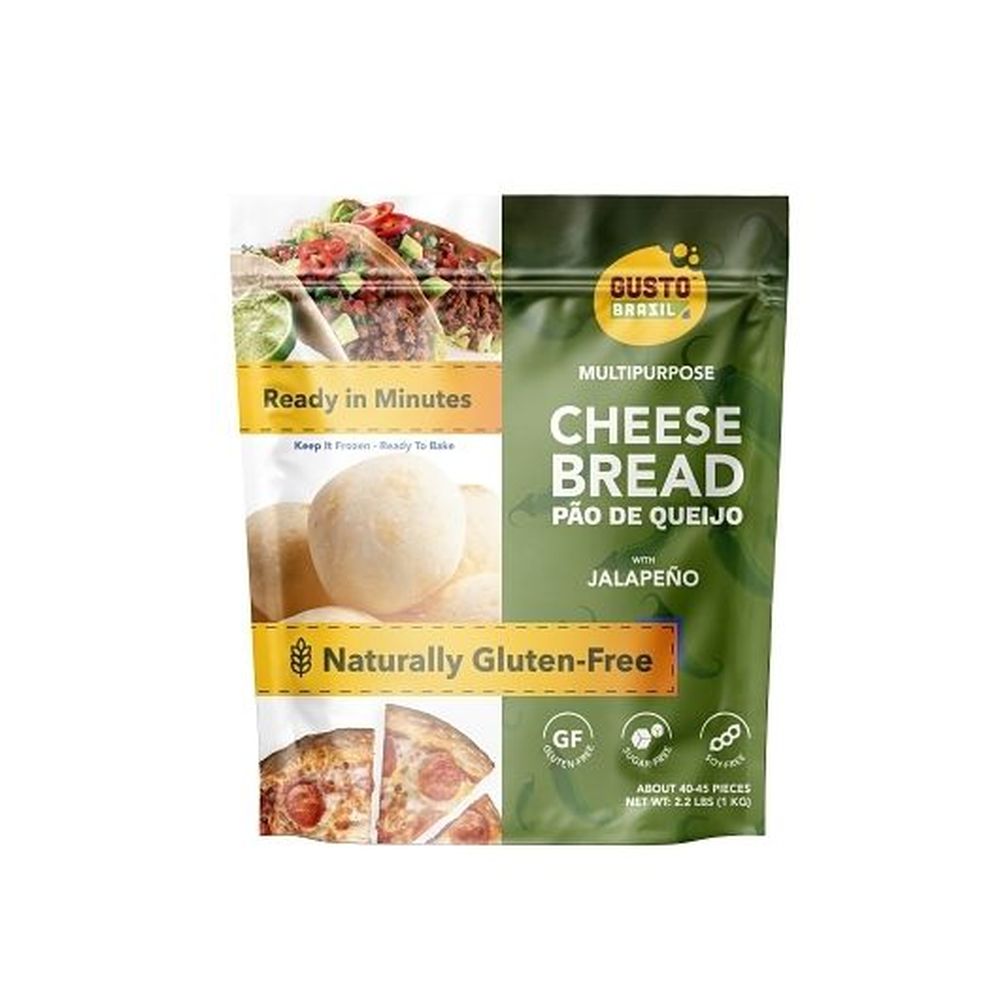 Gusto Brazil Gluten Free 22-25 Gram Jalapeno Cheese Bread Roll - 40-45 Rolls Per Bag, 2.2 Pound -- 8 Per Case