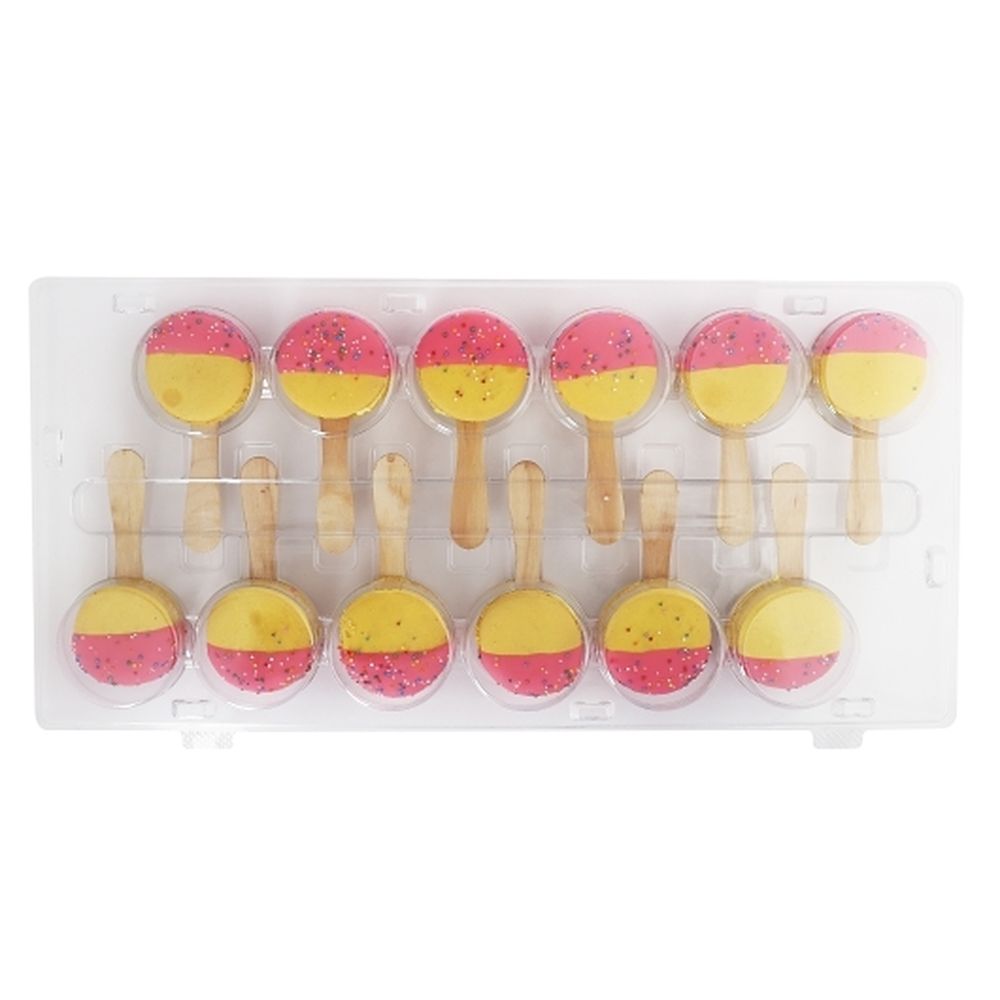Inkles Pink Chocolate And Lemon Macaron Pops With Rainbow Topping, 8 Pound