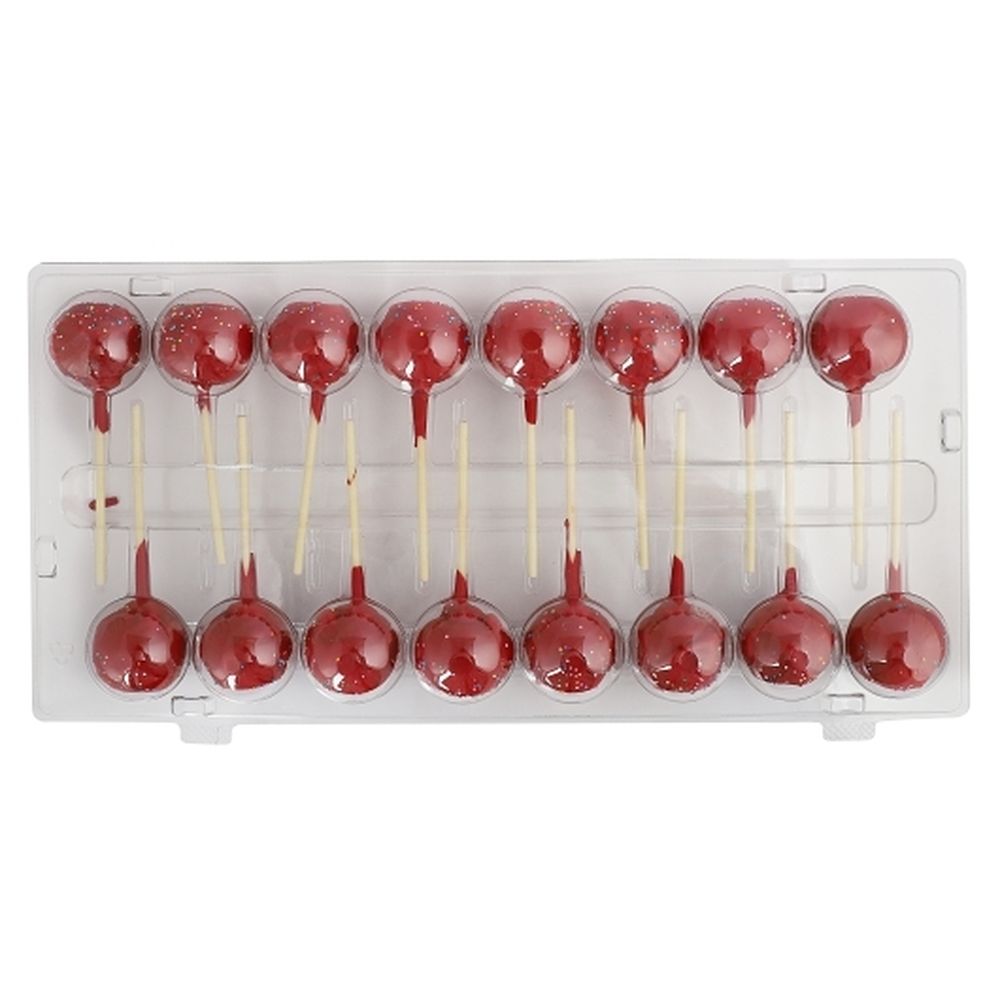 Red Chocolate and Red Velvet Cake Pop with Rainbow Topping