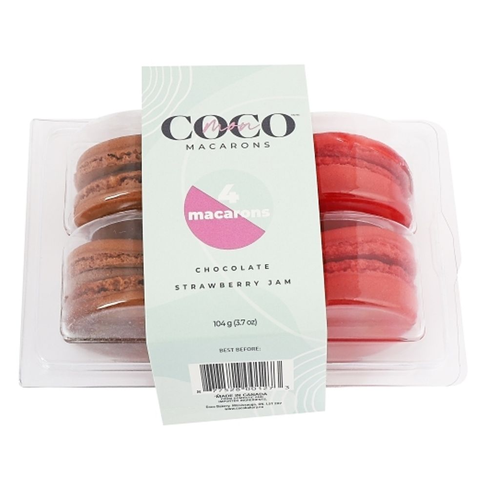 Coco Bakery Chocolate And Strawberry Macarons, 3.67 Ounce -- 30 Per Case