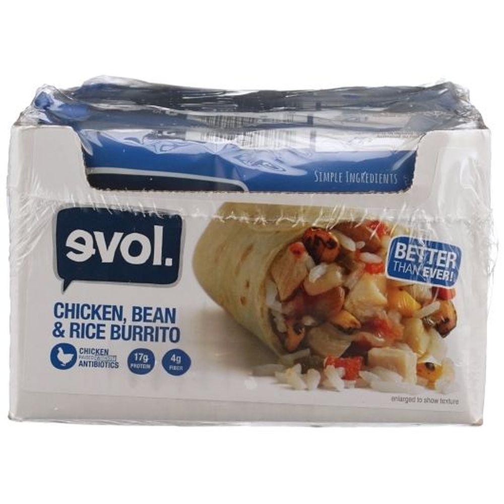 Evol Chicken Bean Rice Classic Burrito, 6 Ounce -- 12 Per Case