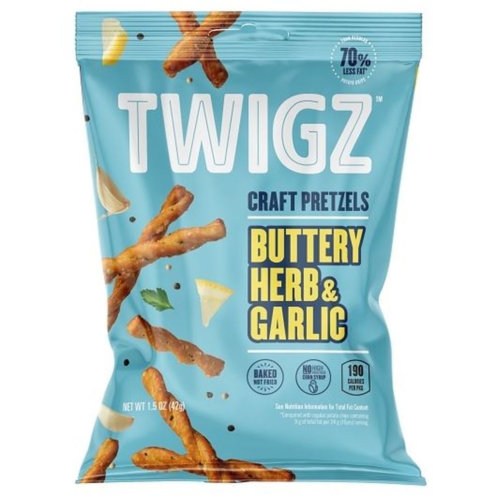 Twigz Buttery Herb And Garlic Craft Pretzels, 1.5 Ounce -- 36 Per Case