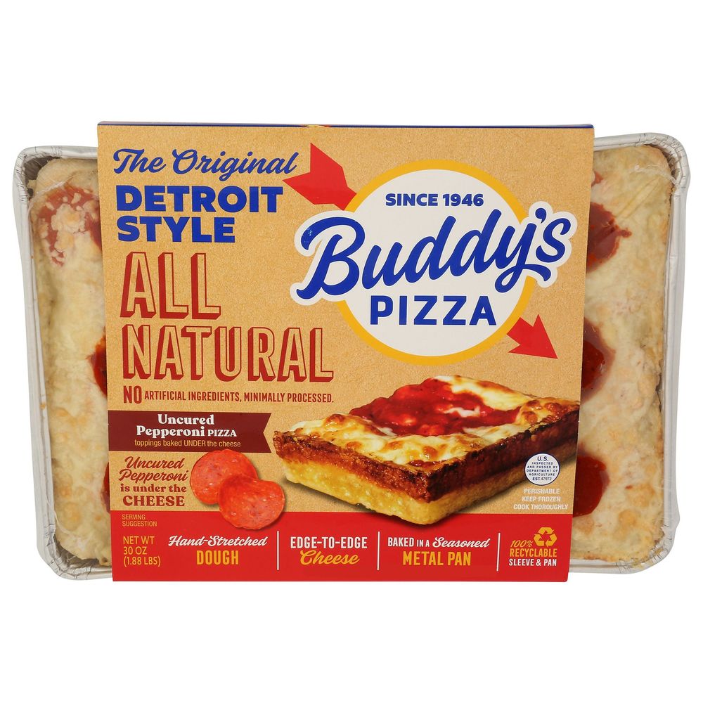 Buddy's Pizza Original Detroit-style All Natural Uncured Pepperoni Pizza, 30 Ounce -- 6 Per Case