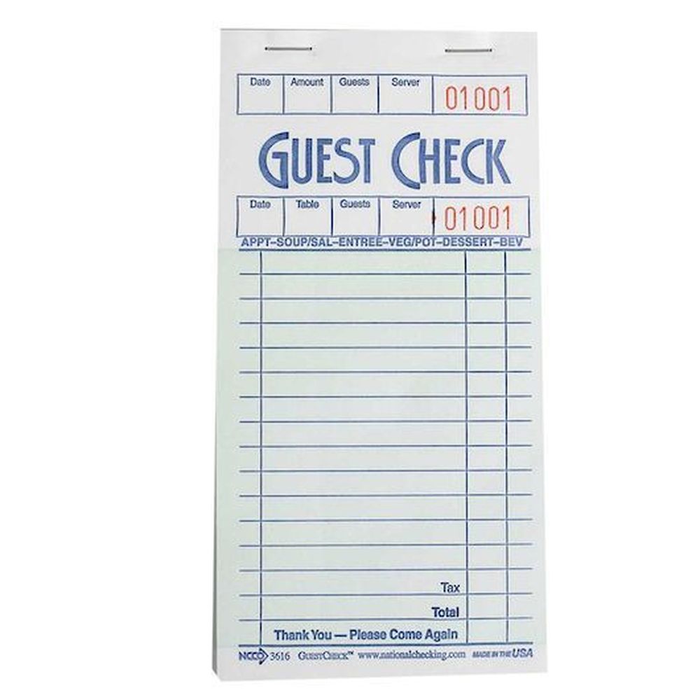 1 Part 16 Line Green Guest Check