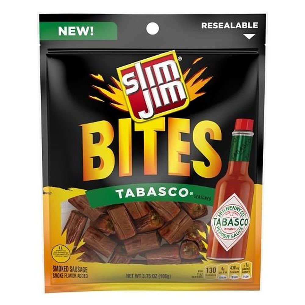 Slim Jim Bocadillos De Salchicha Ahumada Sazonada Con Salsa Tabasco, 2 Onzas -- 8 Por Caja