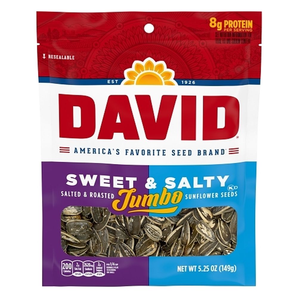 David Sweet And Salty Jumbo Sunflower Seeds, 5.25 Ounce -- 12 Per Case