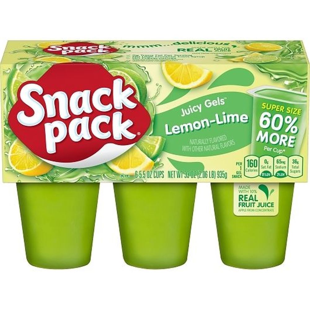 Snack Pack Lemon Lime Juicy Gels, 33 Ounce Cup -- 8 Per Case