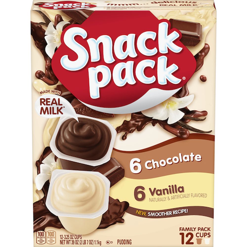Snack Pack Chocolate Vanilla Pudding - Family Pack, 39 Ounce Cup -- 6 Per Case