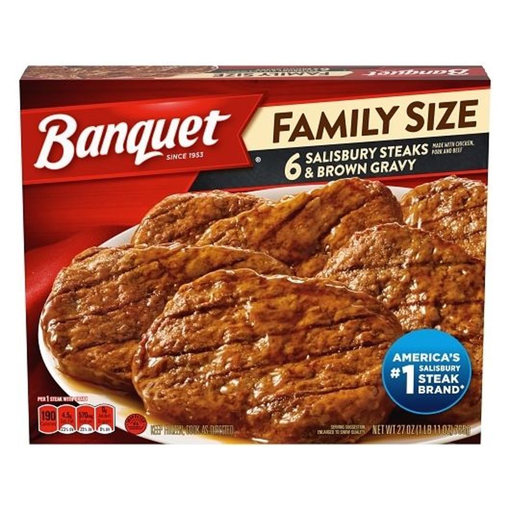 Banquet Family Size Salisbury Steaks And Brown Gravy, 27 Ounce -- 6 Per Case