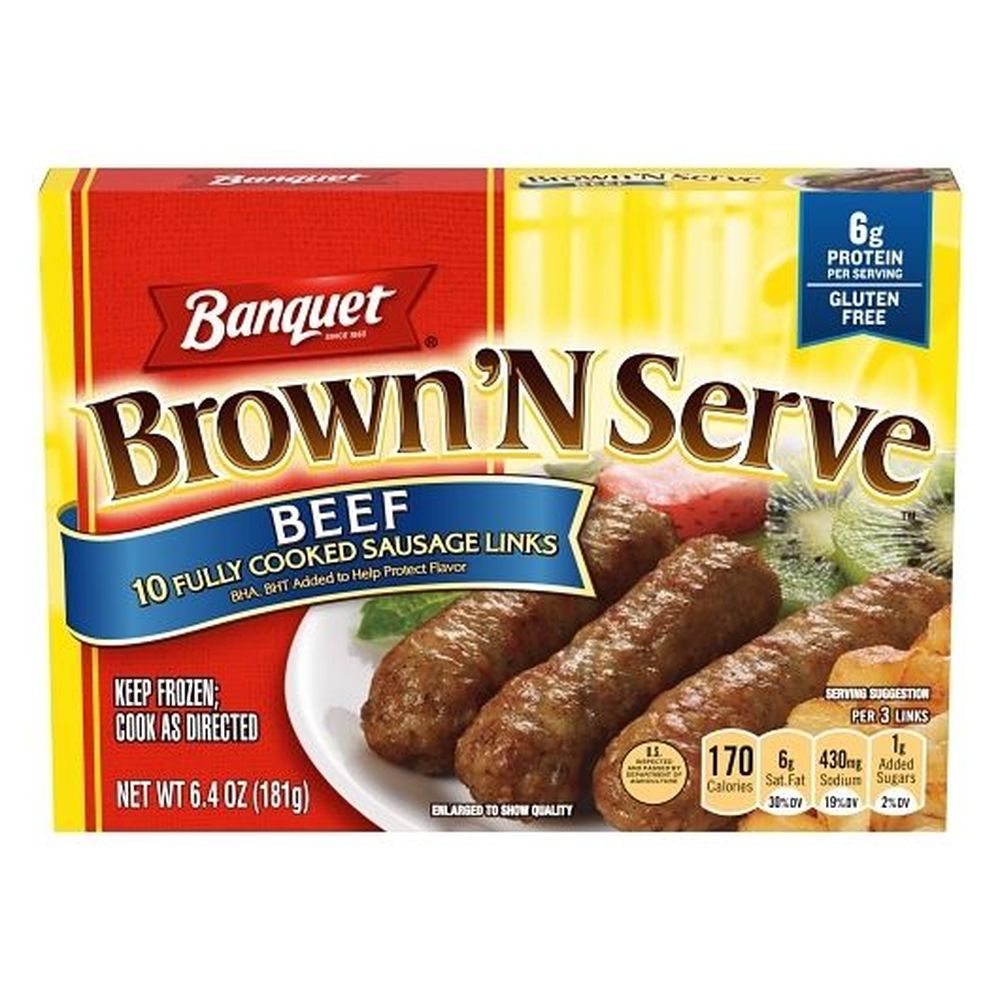 Banquet Brown N Serve Beef Sausage Link, 6.4 Ounce -- 12 Per Case