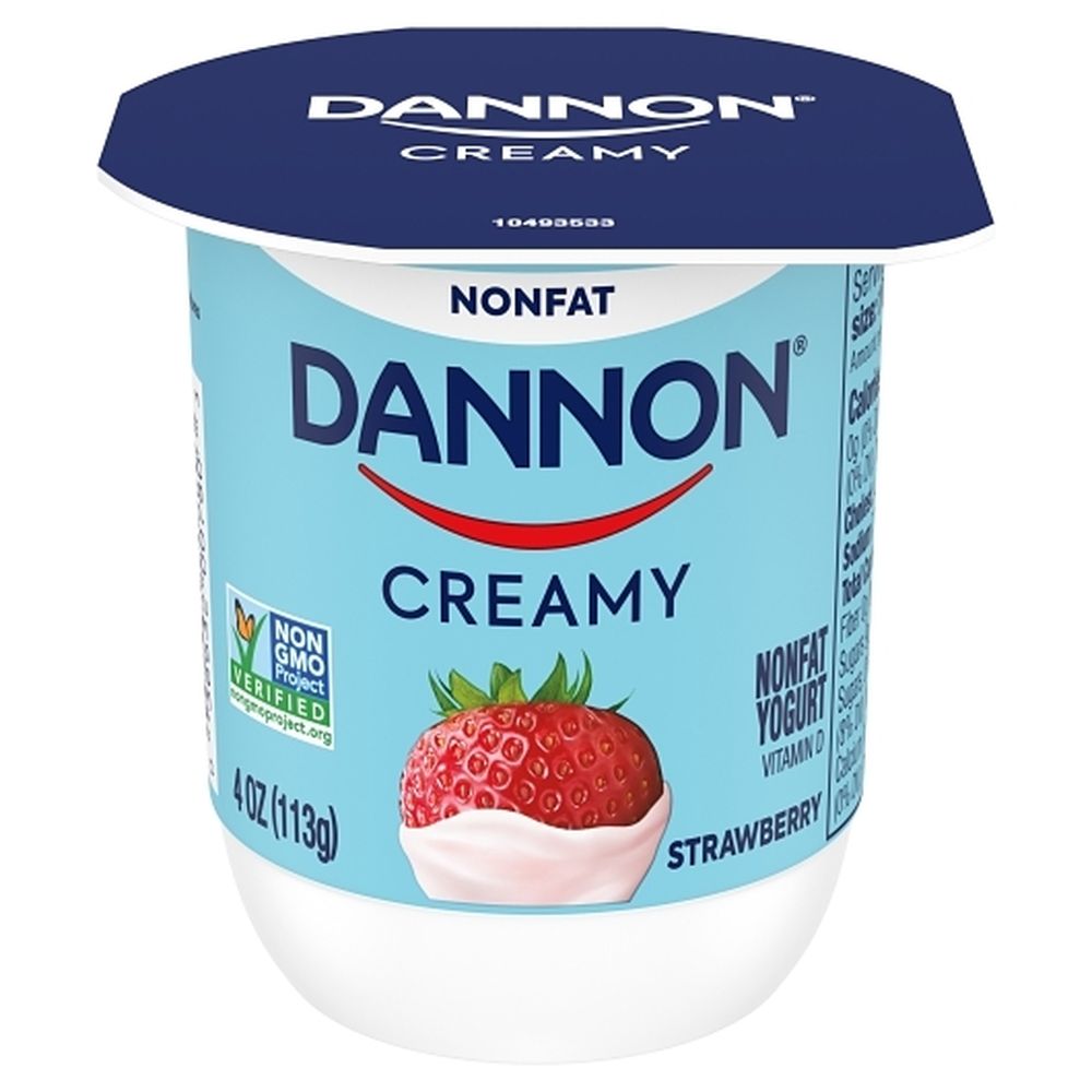 Dannon Creamy Strawberry Nonfat Yogurt, 4 Ounce -- 48 Per Case